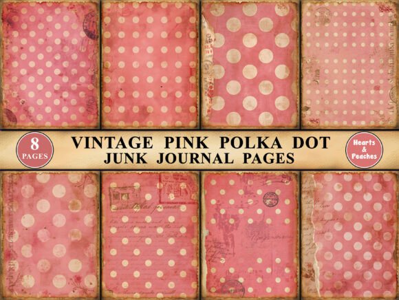 Download Vintage Pink Polka Dot Junk Journal Page - Polka Collection