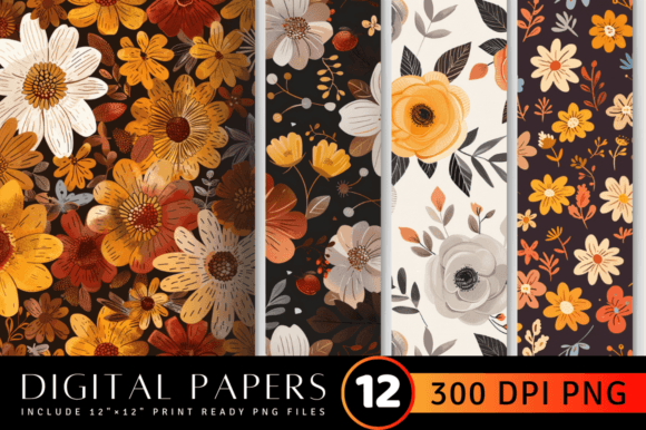 Download Boho Fall Cute Flowers Pattern - Boho fall Collection