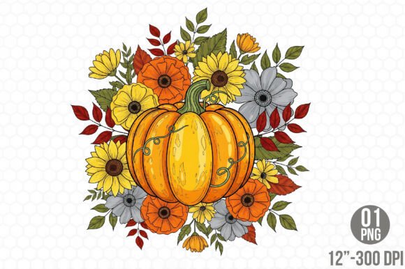 Download Boho Fall Floral Pumpkin Png Autumn Png - Premium Resources