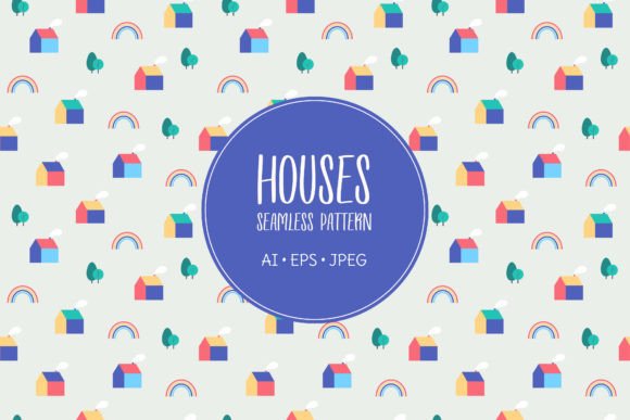 Download Seamless Simple Pattern with Tiny Houses - Simple pattern Collection