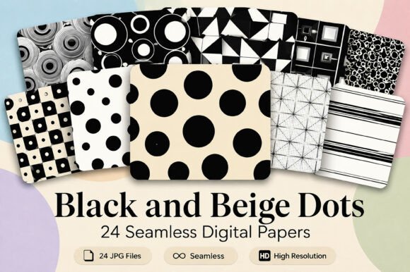 Download Black and Beige Dots Pattern Seamless - Black Collection