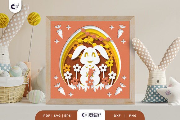 Download Easter Bunny 3D Shadow Box Paper Cut - Premium Resources