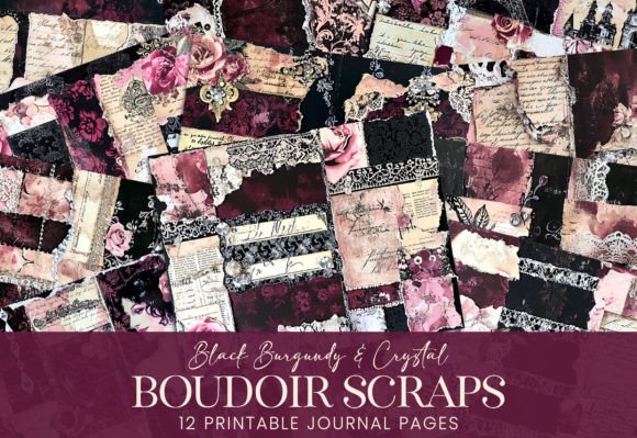 Download Boudoir Chic Scraps Black Lace Burgundy - Black Collection