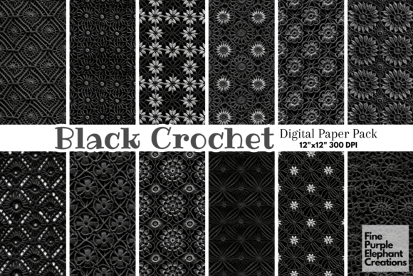 Download Black Crochet | Granny Squares Texture - Black Collection
