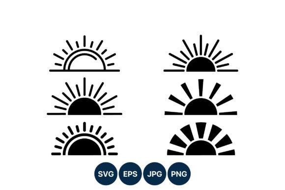 Download Sunrise Icon Set Black White Vector - Black Collection