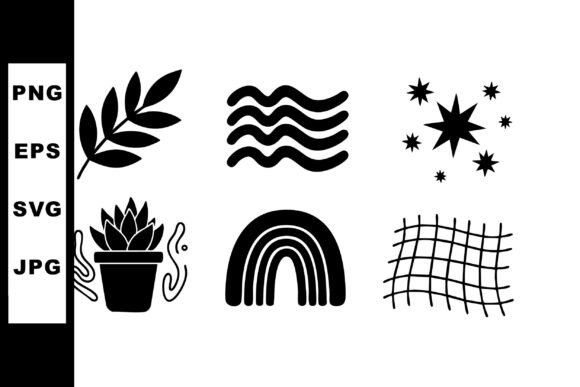 Download Set of Six Simple Black Abstract Nature - Black Collection