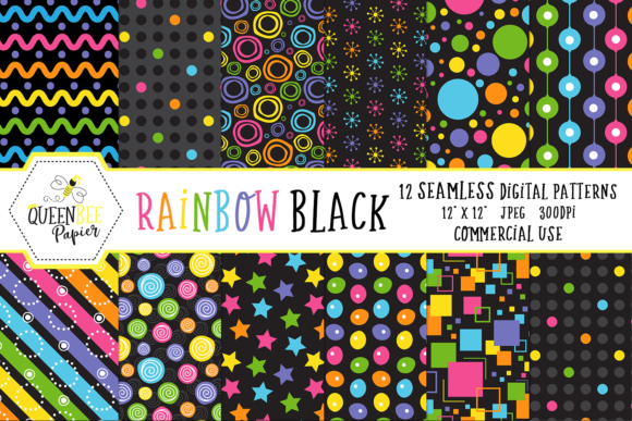 Download Seamless Rainbow Black Digital Paper - Black Collection