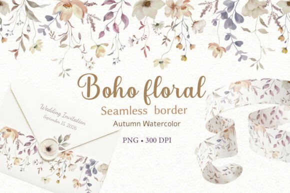 Download Boho Fall Flower Seamless Border - Boho fall Collection