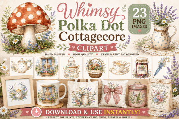 Download Whimsy Polka Dot Cottagecore Clipart - Polka Collection