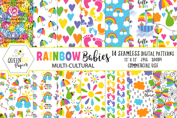 Download Seamless Rainbow Baby Digital Paper - Seamless rainbow Collection