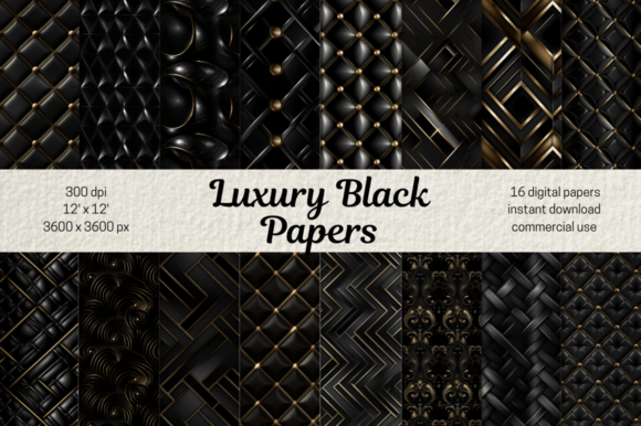 Download Luxury Black Digital Scrapbooking Papers - Black Collection