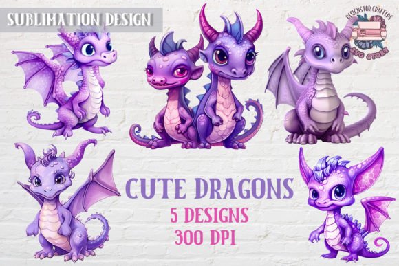 Download Cute Violet Dragons Sublimation Design - Sublimation design Collection