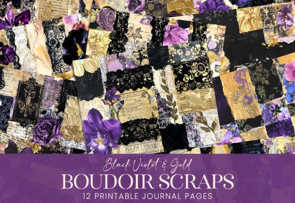 Download Boudoir Scraps Black Lace Violet Gold - Black Collection