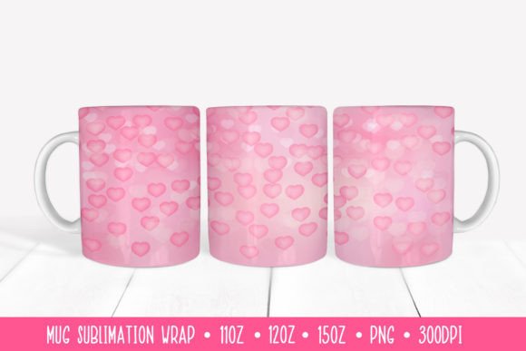 Download Soft Pink Hearts Mug Sublimation Design. - Sublimation design Collection
